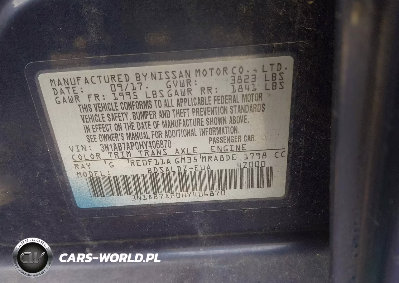 2017 Nissan Sentra Sv VIN:3N1AB7AP0HY406870 - 9