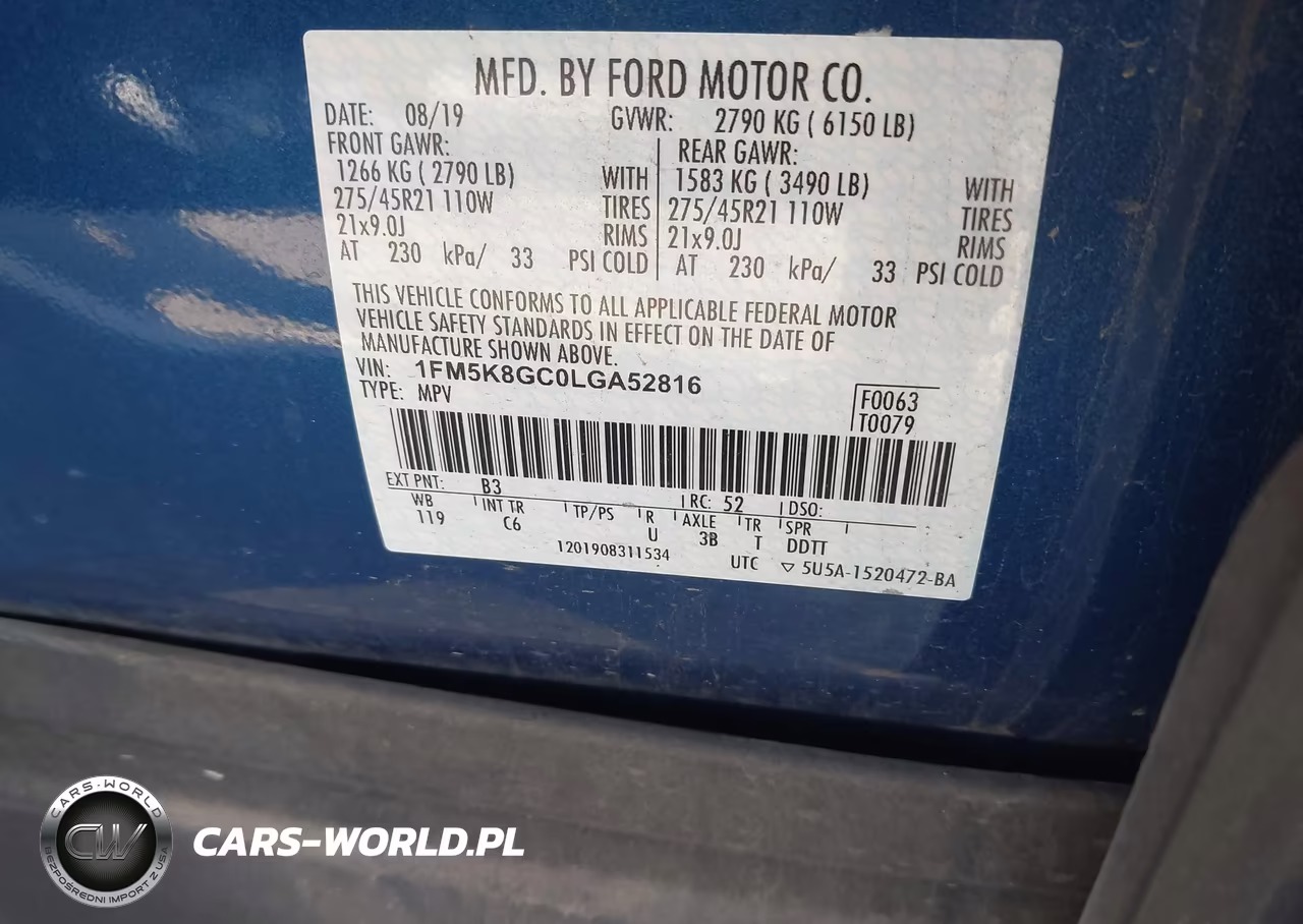 2020 Ford Explorer St VIN:1FM5K8GC0LGA52816 - 9
