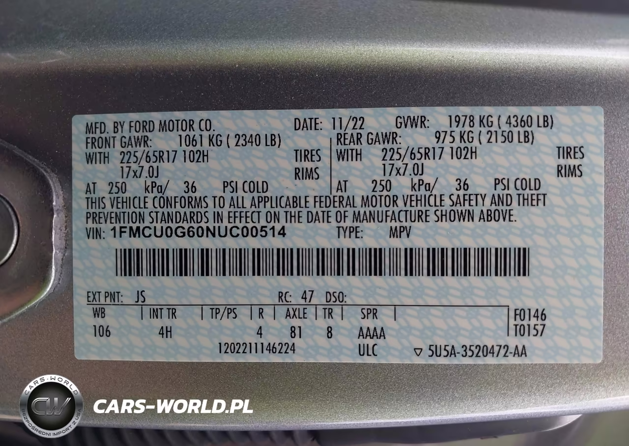 2022 Ford Escape Se VIN:1FMCU0G60NUC00514 - 9