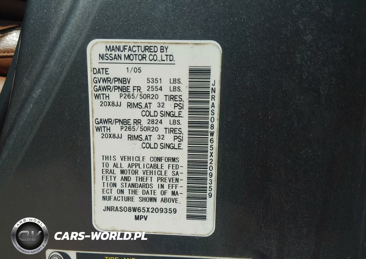 2005 Infiniti Fx35 VIN:JNRAS08W65X209359 - 9