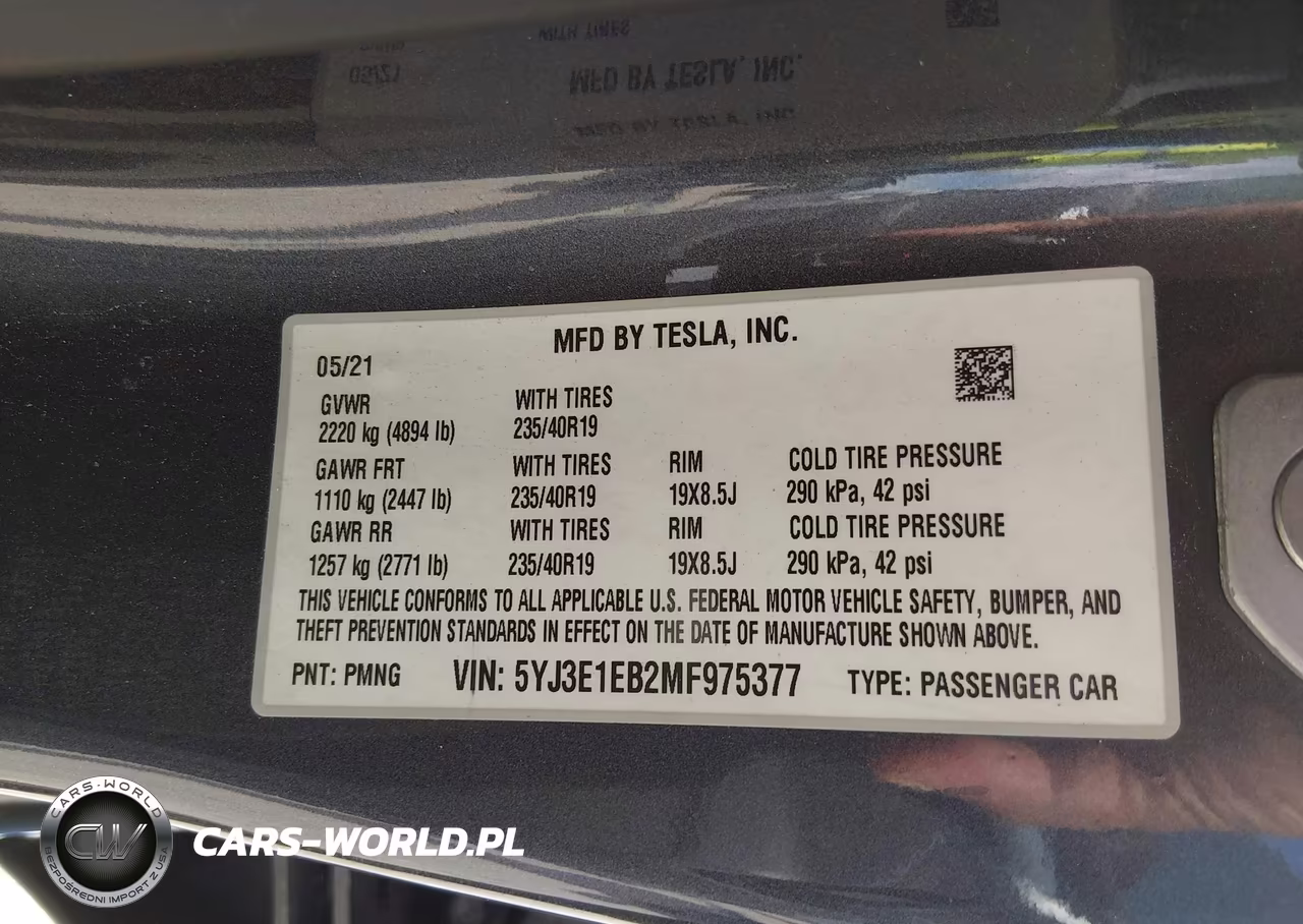 2021 Tesla Model 3 Long Range Dual Motor All-Wheel Drive VIN:5YJ3E1EB2MF975377 - 9