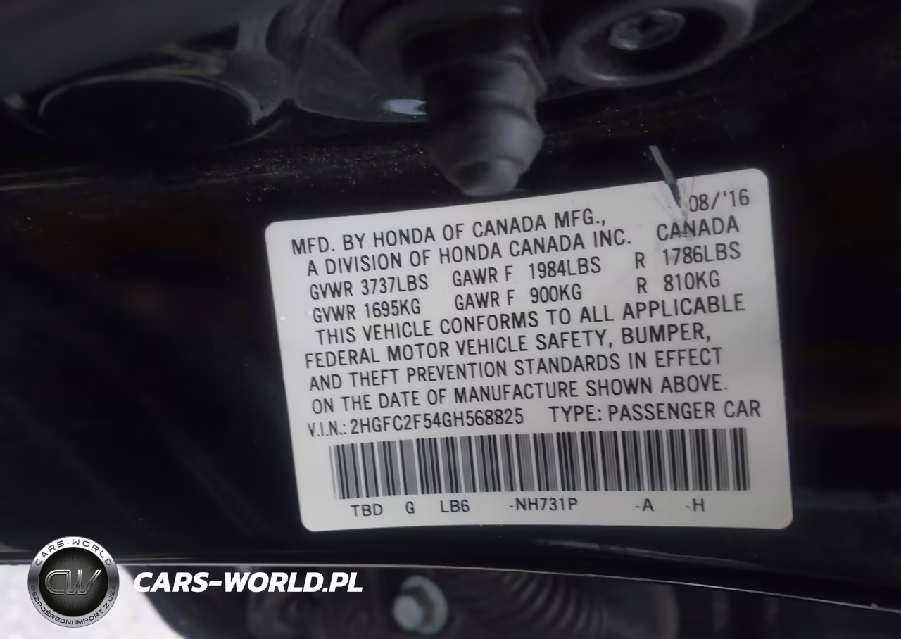 2016 Honda Civic Lx VIN:2HGFC2F54GH568825 - 9
