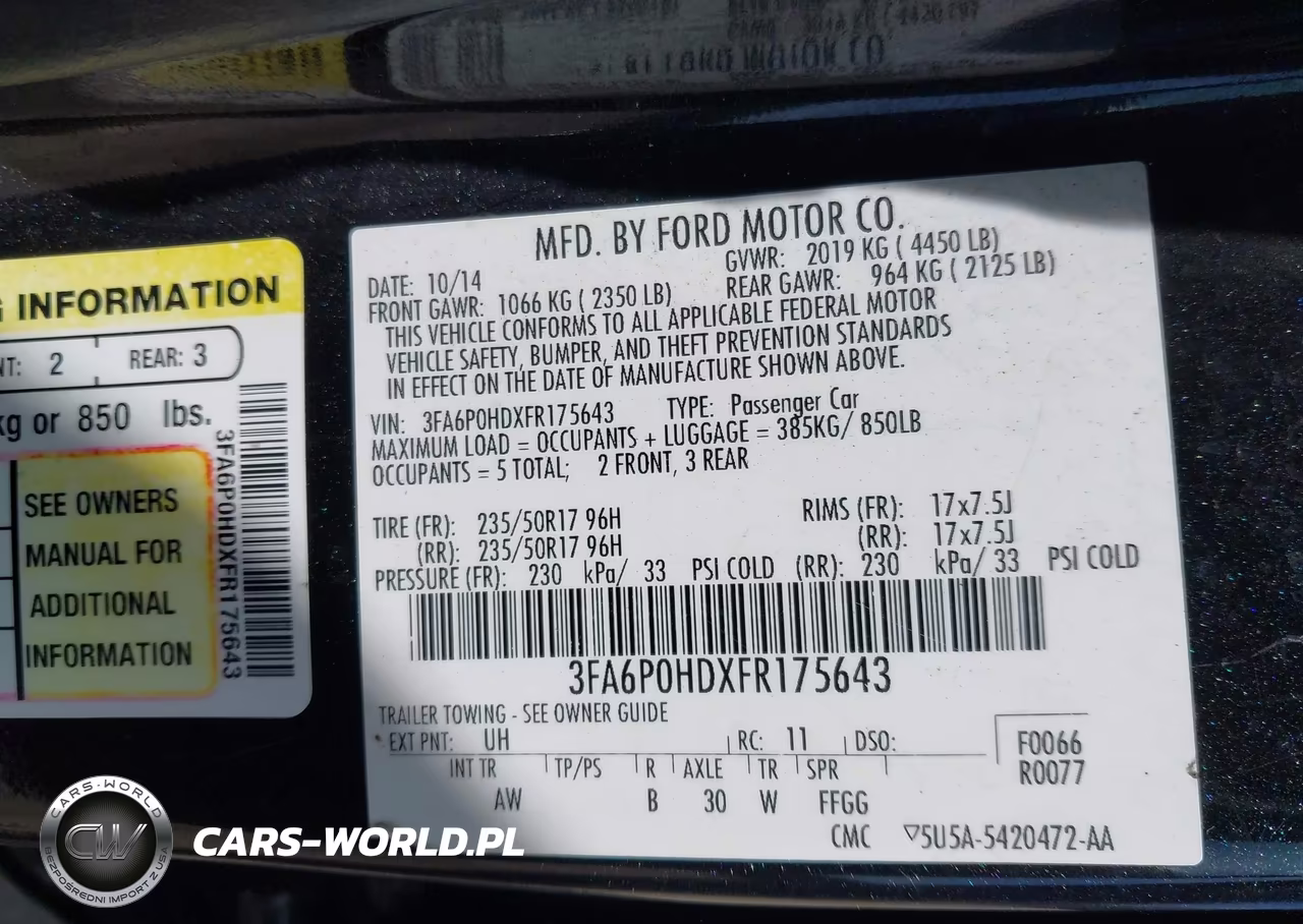 2015 Ford Fusion Se VIN:3FA6P0HDXFR175643 - 9