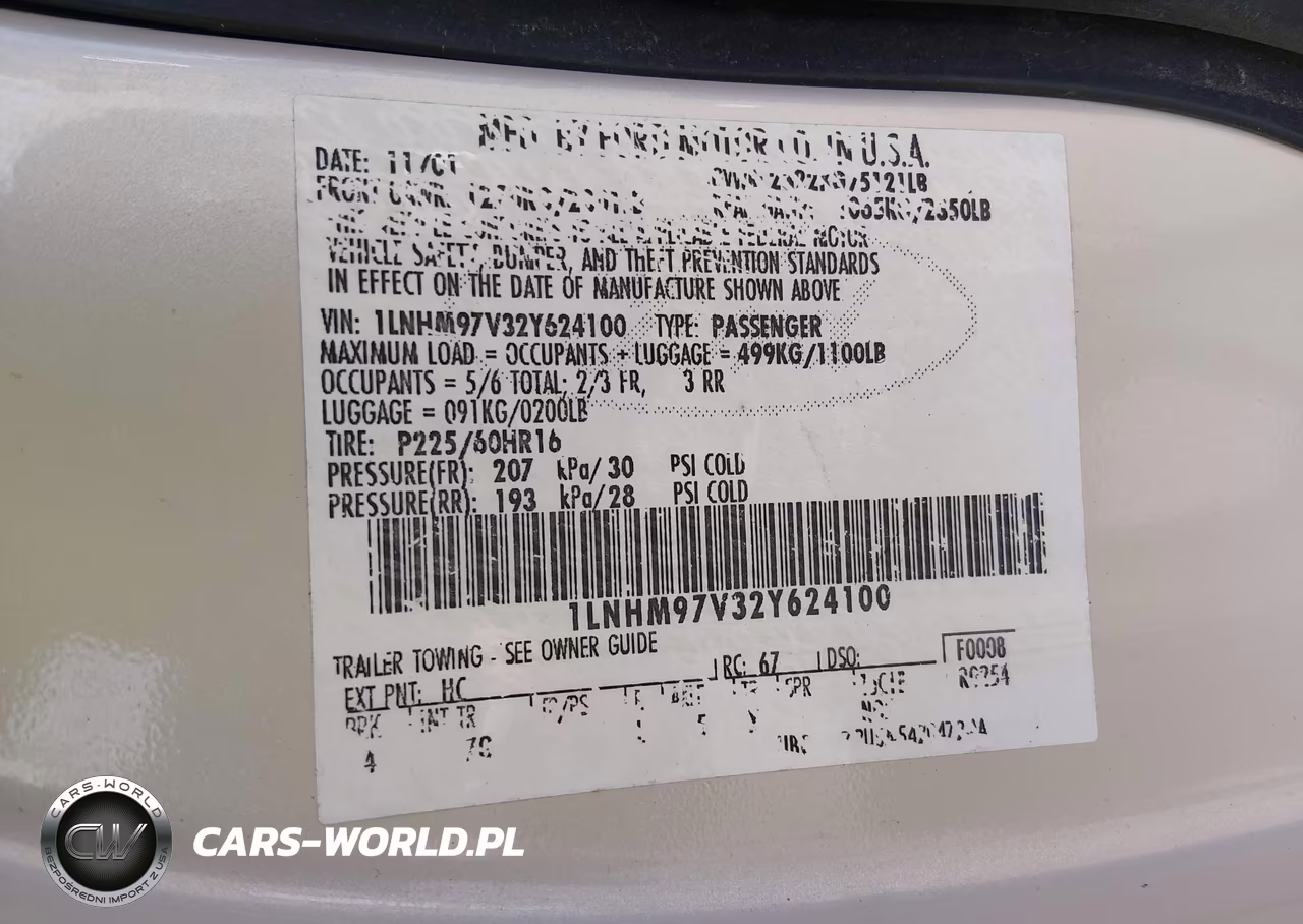2002 Lincoln Continental VIN:1LNHM97V32Y624100 - 9