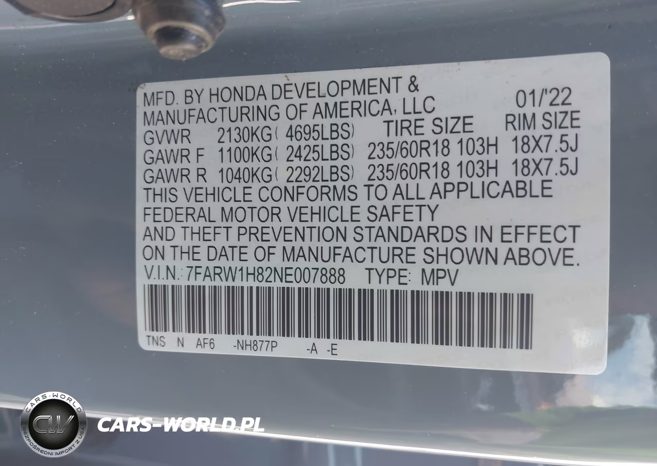 2022 Honda Cr-V 2Wd Ex-L VIN:7FARW1H82NE007888 - 9