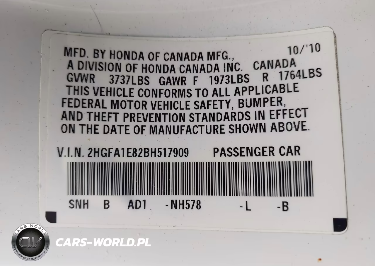 2011 Honda Civic Ex VIN:2HGFA1E82BH517909 - 9