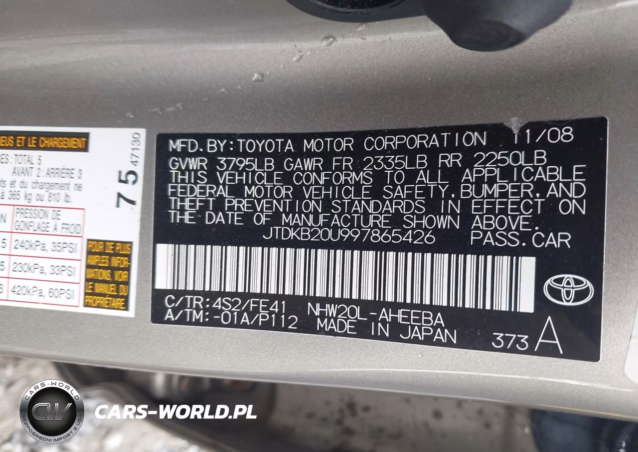 2009 Toyota Prius VIN:JTDKB20U997865426 - 9