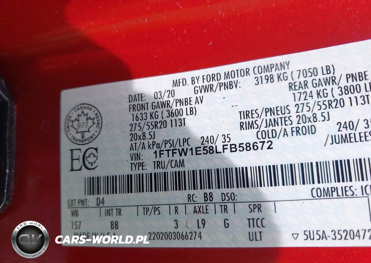 2020 Ford F-150 Platinum VIN:1FTFW1E58LFB58672 - 9