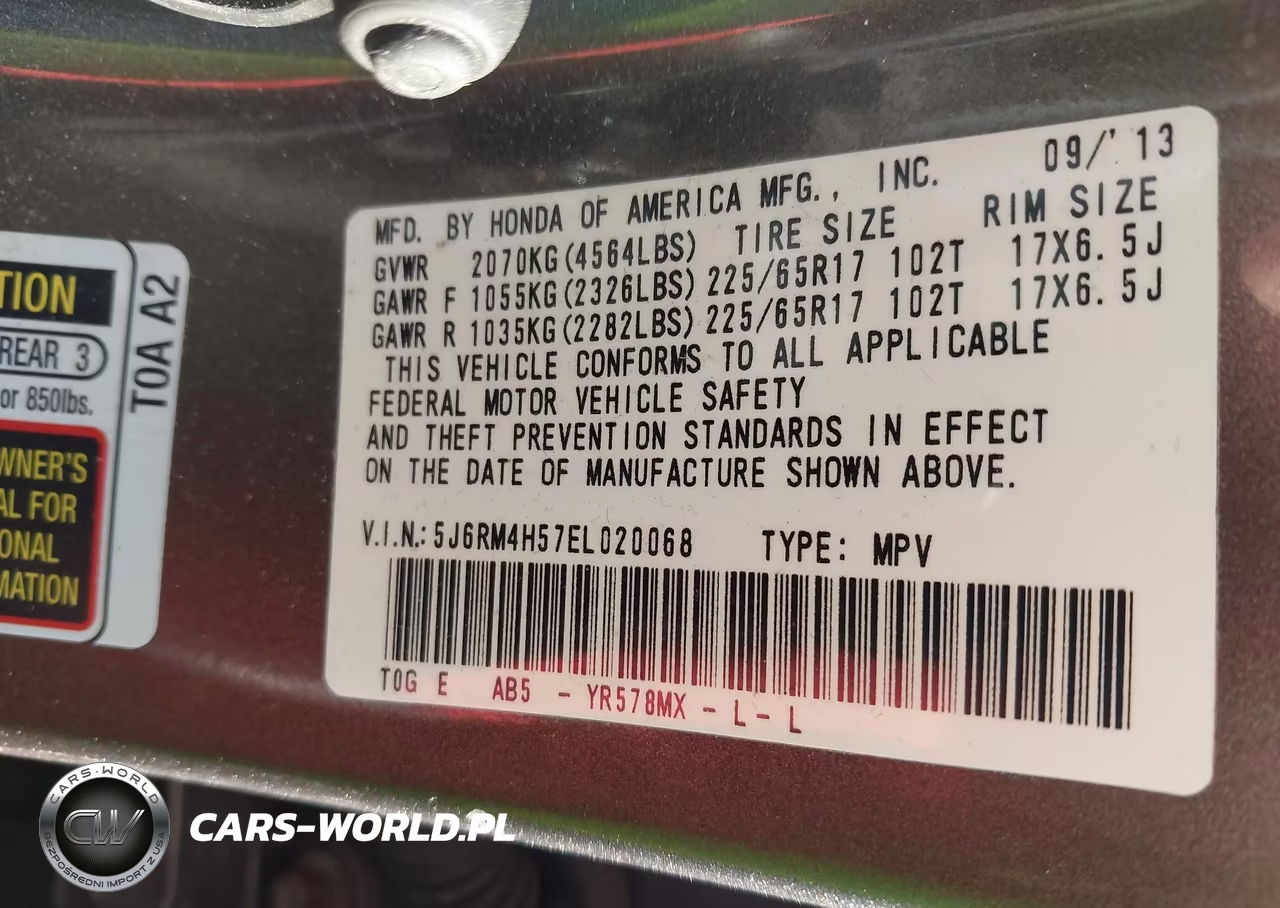 2014 Honda Cr-V Ex VIN:5J6RM4H57EL020068 - 9