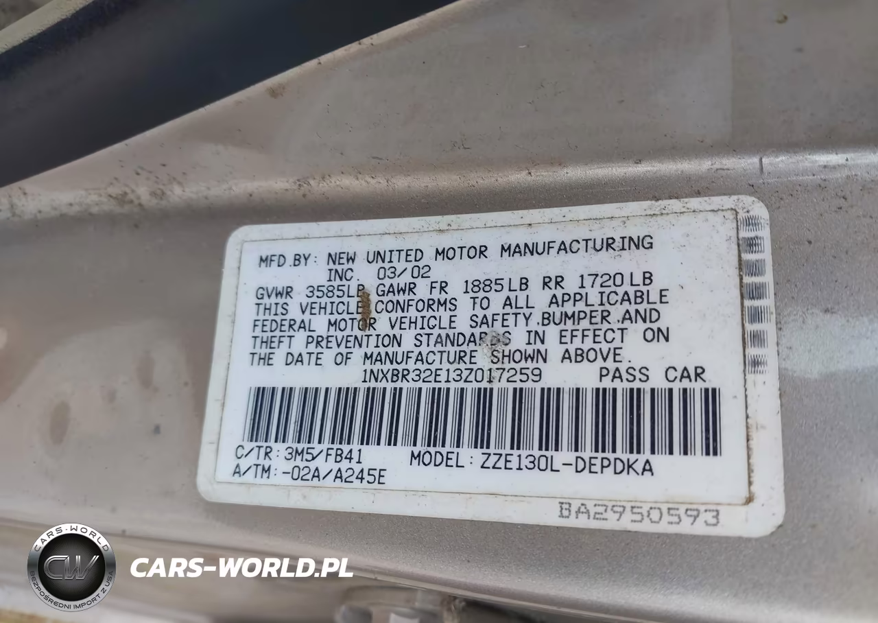 2003 Toyota Corolla Ce VIN:1NXBR32E13Z017259 - 9