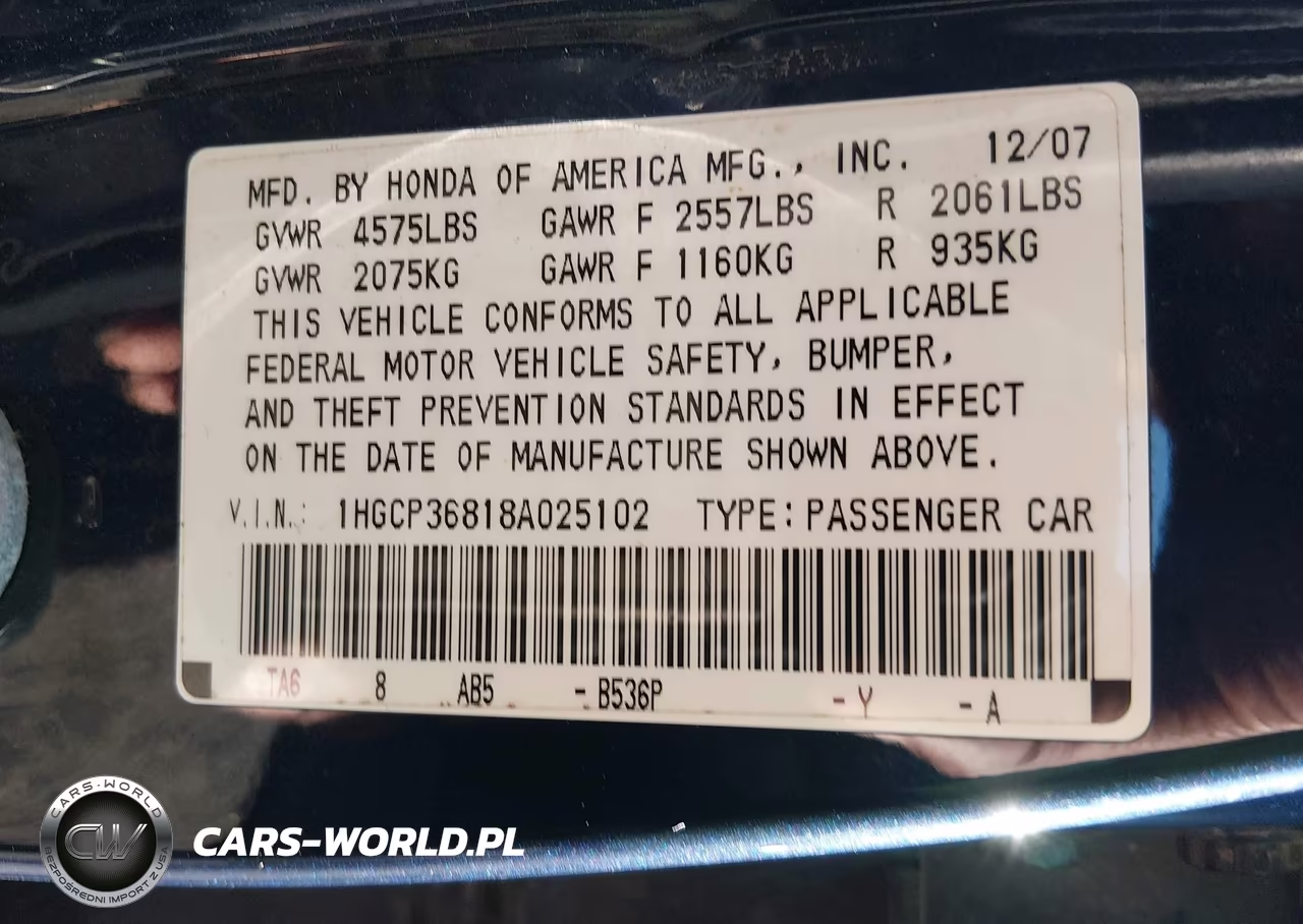 2008 Honda Accord 3.5 Ex-L VIN:1HGCP36818A025102 - 9