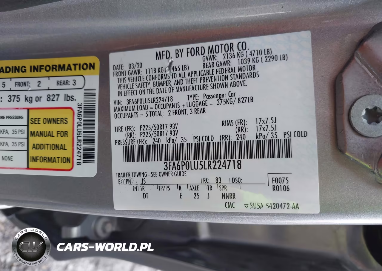 2020 Ford Fusion Hybrid Se VIN:3FA6P0LU5LR224718 - 9