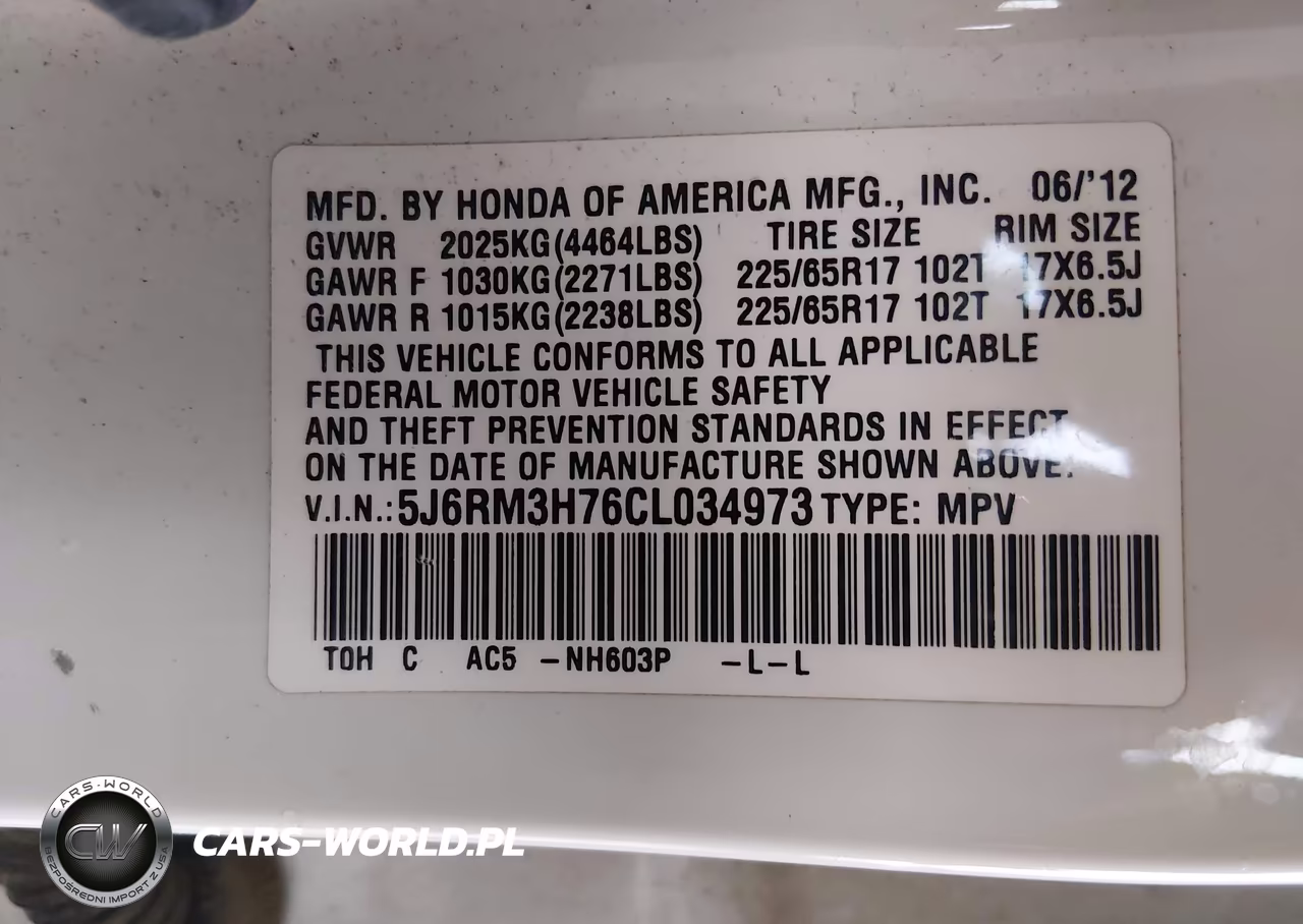 2012 Honda Cr-V Ex-L VIN:5J6RM3H76CL034973 - 9