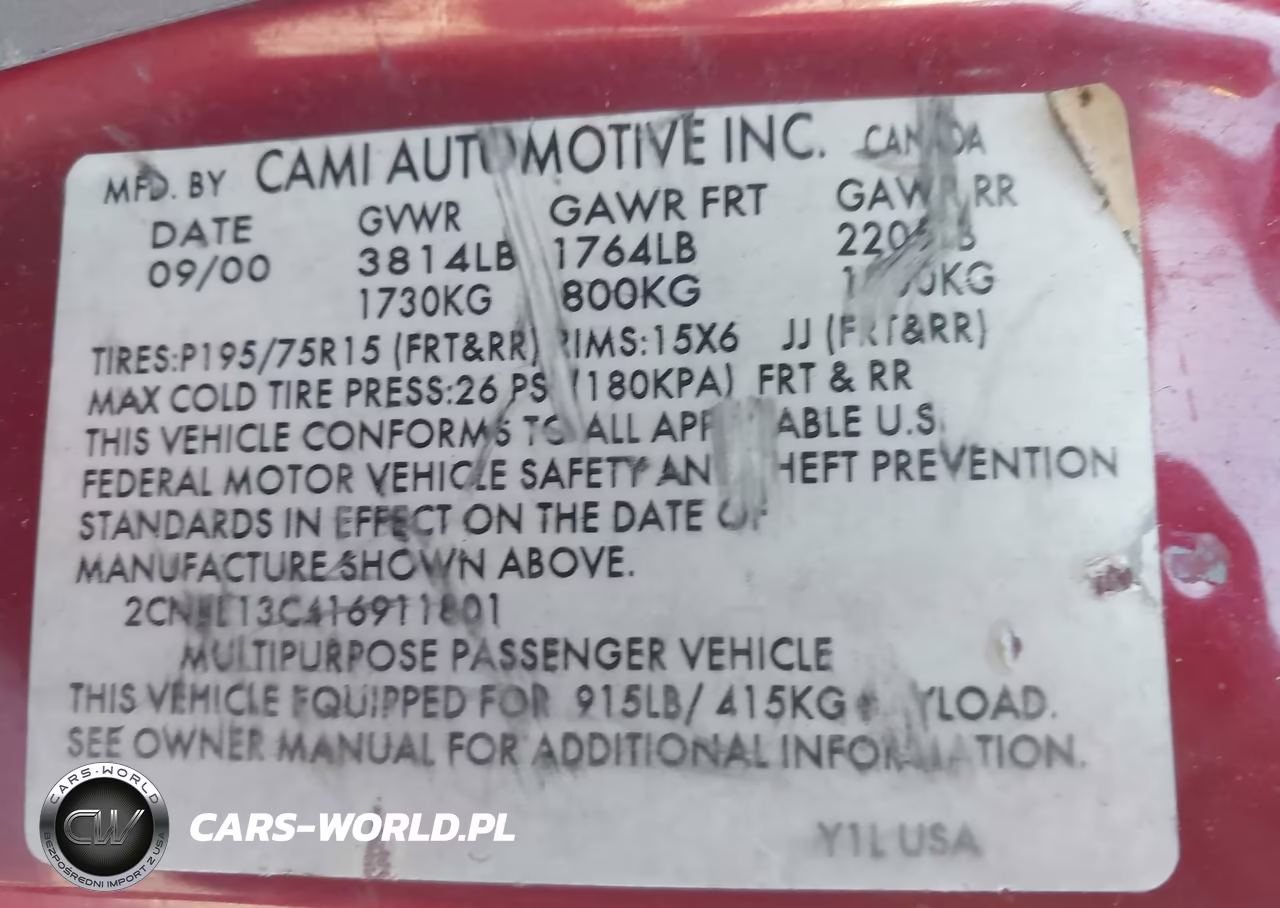 2001 Chevrolet Tracker Hard Top Base VIN:2CNBE13C416911801 - 9