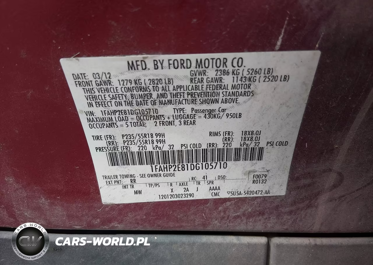 2013 Ford Taurus Sel VIN:1FAHP2E81DG105710 - 9