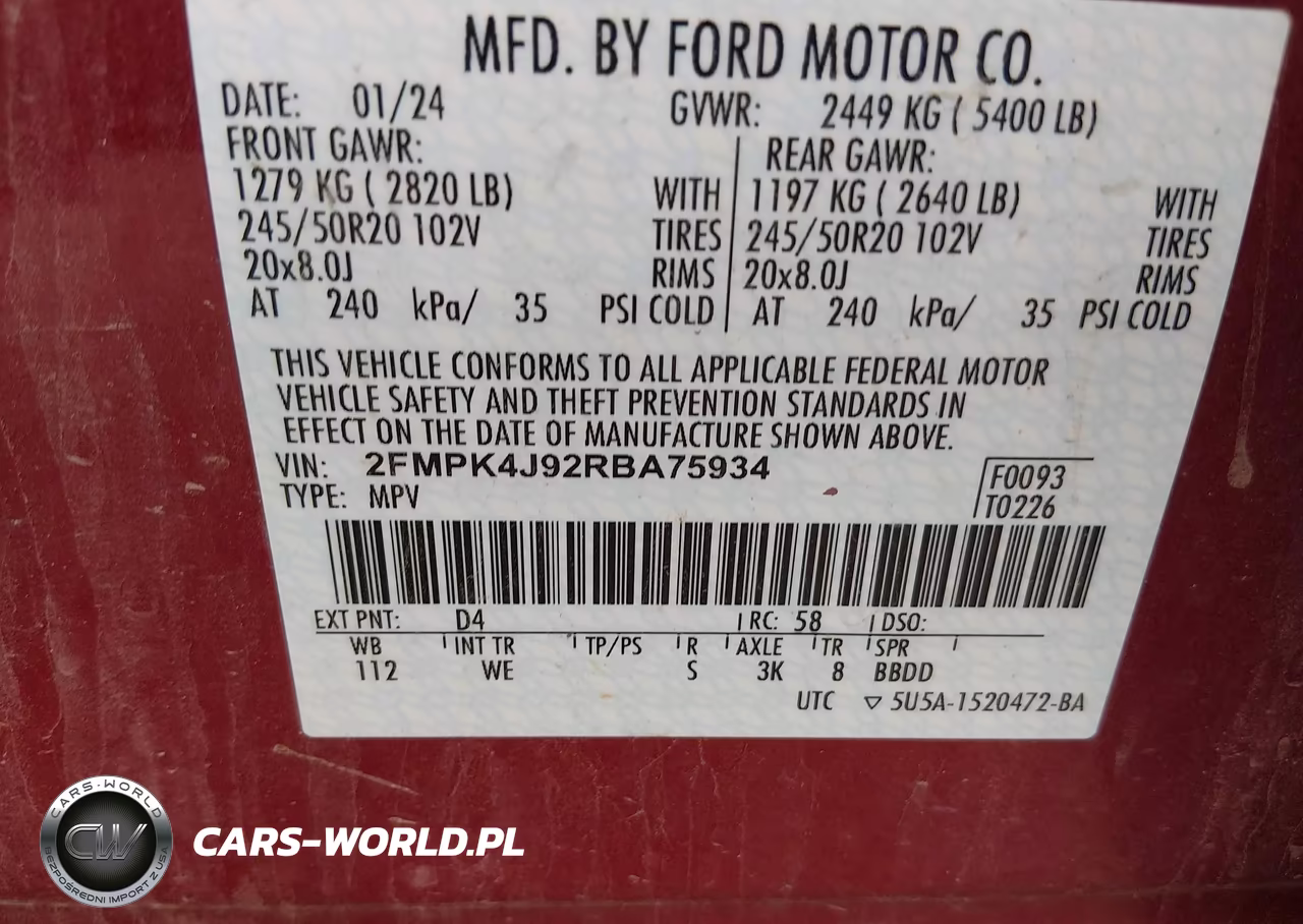 2024 Ford Edge St-Line VIN:2FMPK4J92RBA75934 - 9