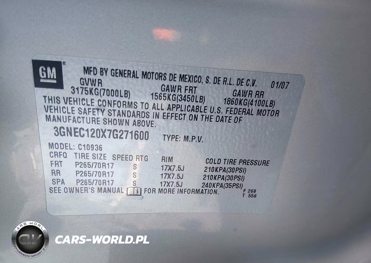 2007 Chevrolet Avalanche 1500 Lt VIN:3GNEC120X7G271600 - 9