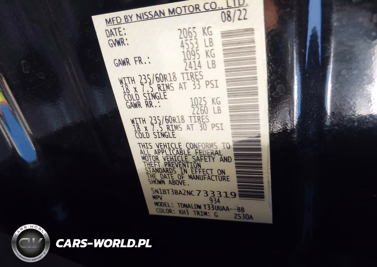 2022 Nissan Rogue Sv Fwd VIN:5N1BT3BA2NC733319 - 9