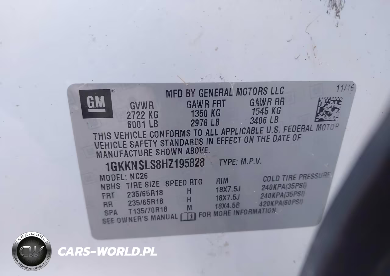 2017 GMC Acadia Sle-2 VIN:1GKKNSLS8HZ195828 - 9