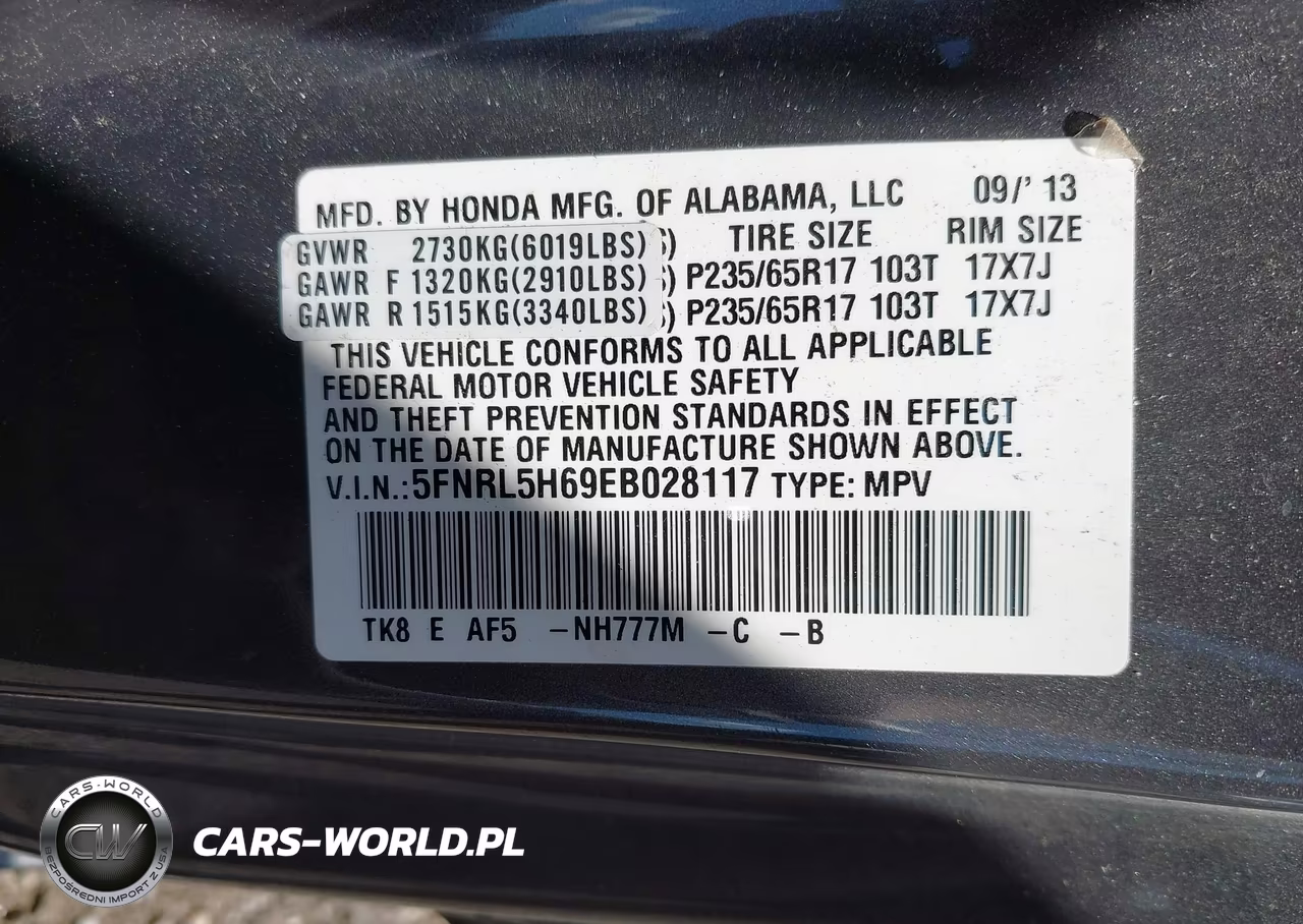 2014 Honda Odyssey Ex-L VIN:5FNRL5H69EB028117 - 9
