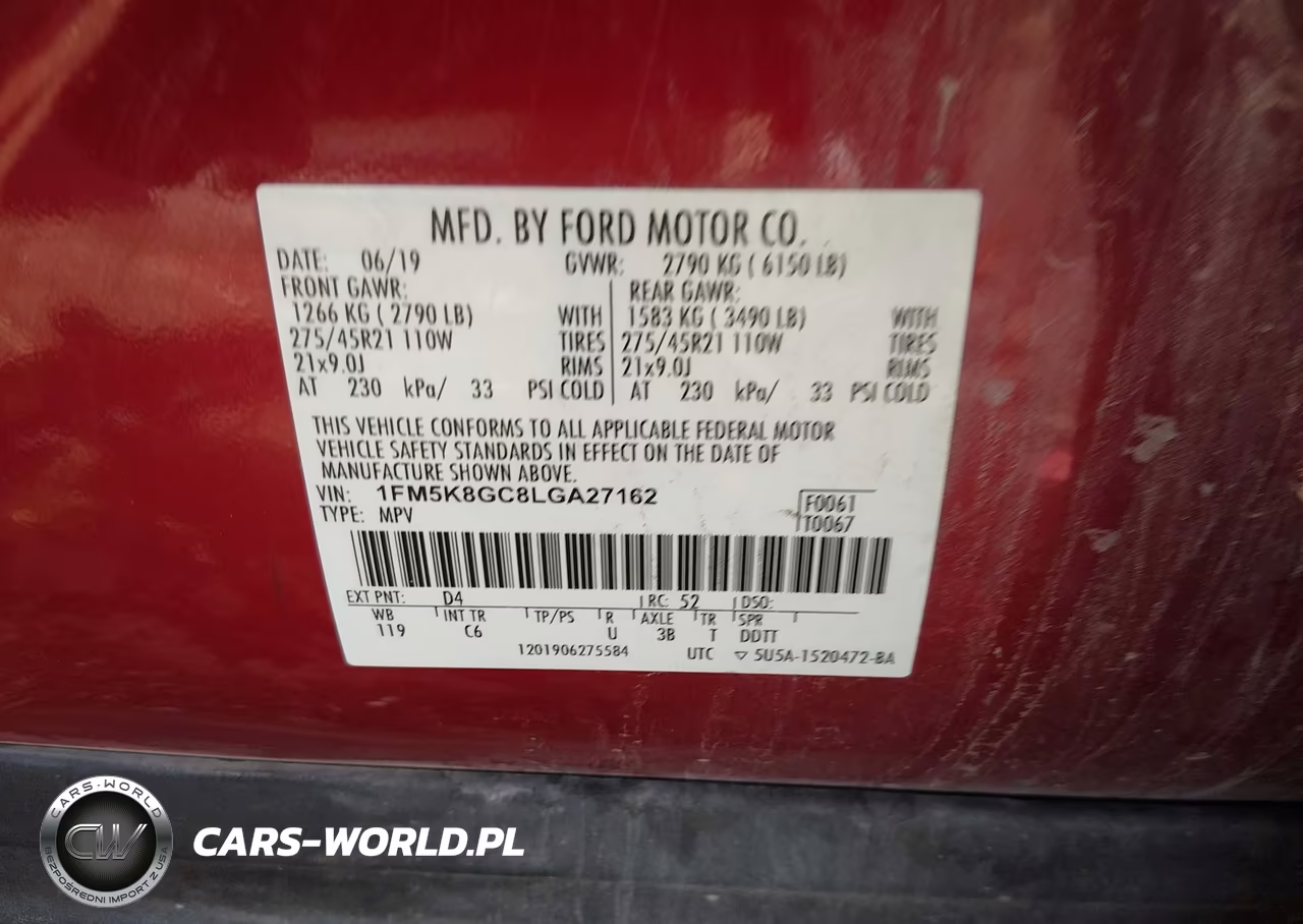 2020 Ford Explorer St VIN:1FM5K8GC8LGA27162 - 9