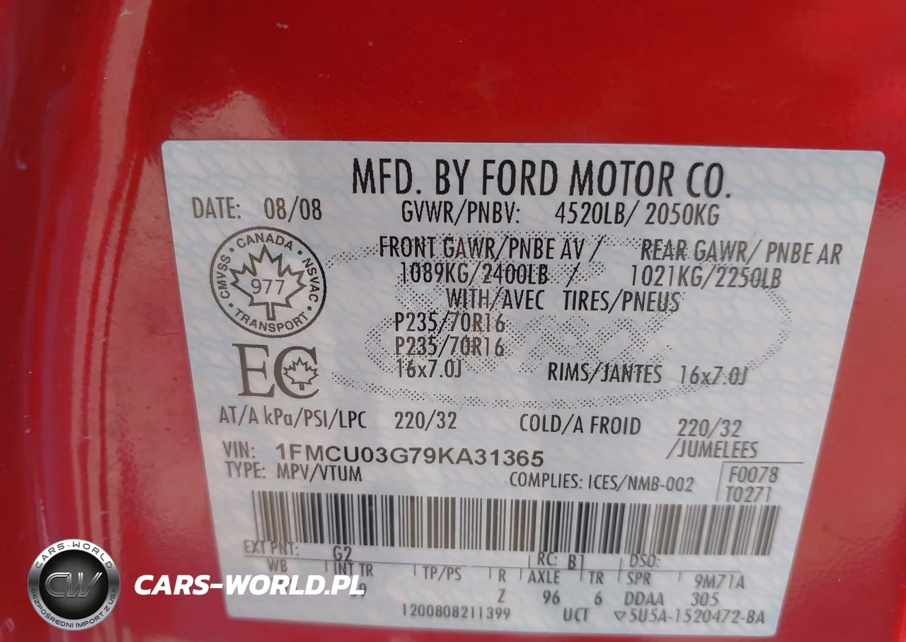 2009 Ford Escape Xlt VIN:1FMCU03G79KA31365 - 9