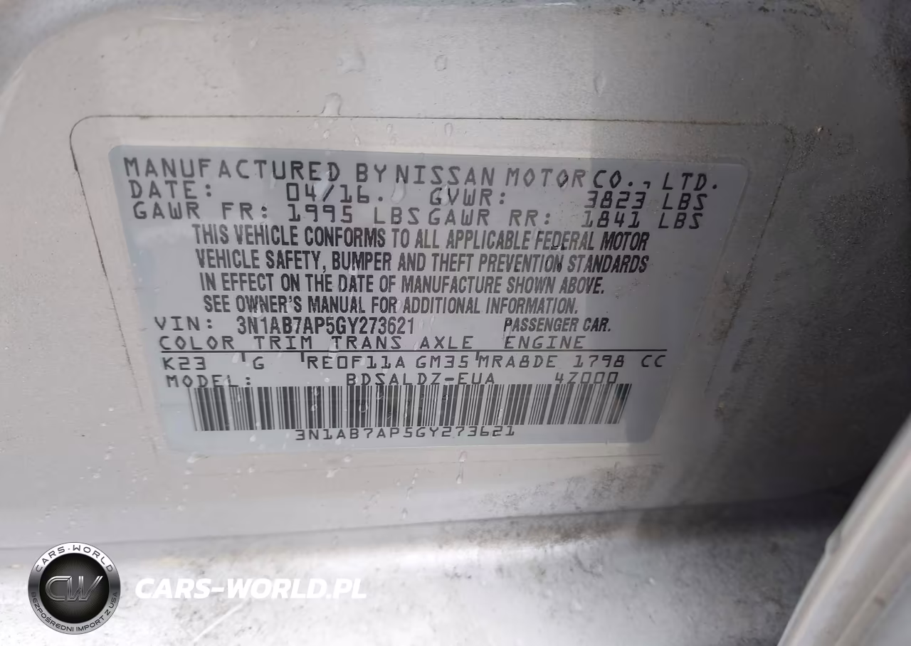 2016 Nissan Sentra Sv VIN:3N1AB7AP5GY273621 - 9