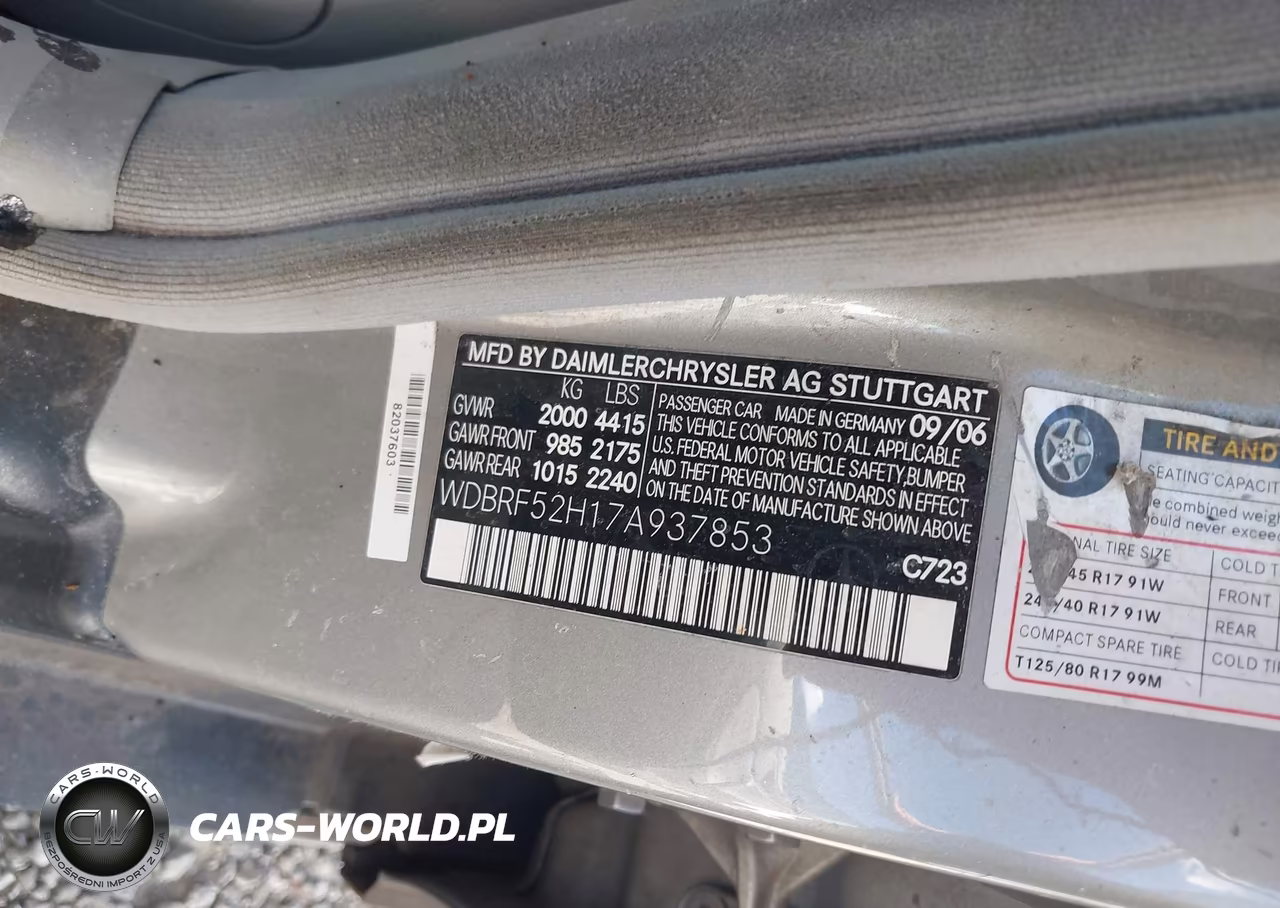 2007 Mercedes-Benz C 230 Sport VIN:WDBRF52H17A937853 - 9