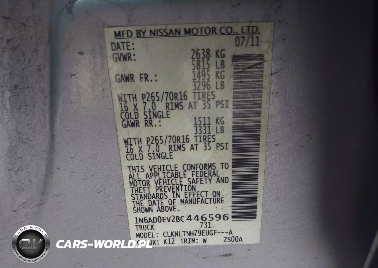 2011 Nissan Frontier Sv VIN:1N6AD0EV2BC446596 - 9