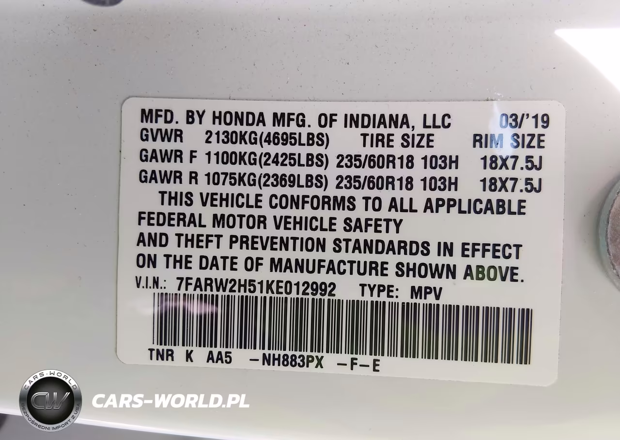 2019 Honda Cr-V Ex VIN:7FARW2H51KE012992 - 9