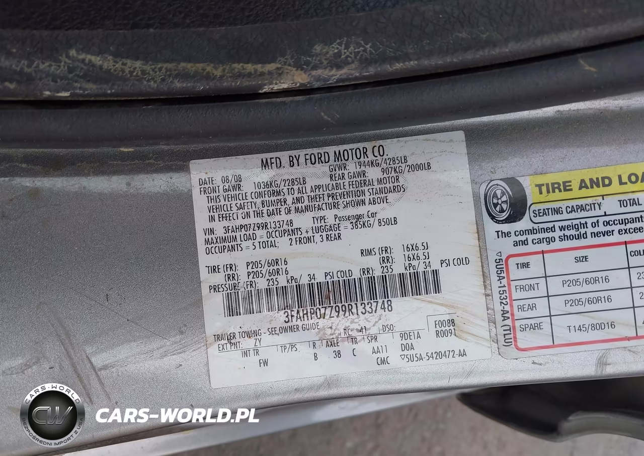 2009 Ford Fusion Se VIN:3FAHP07Z99R133748 - 9