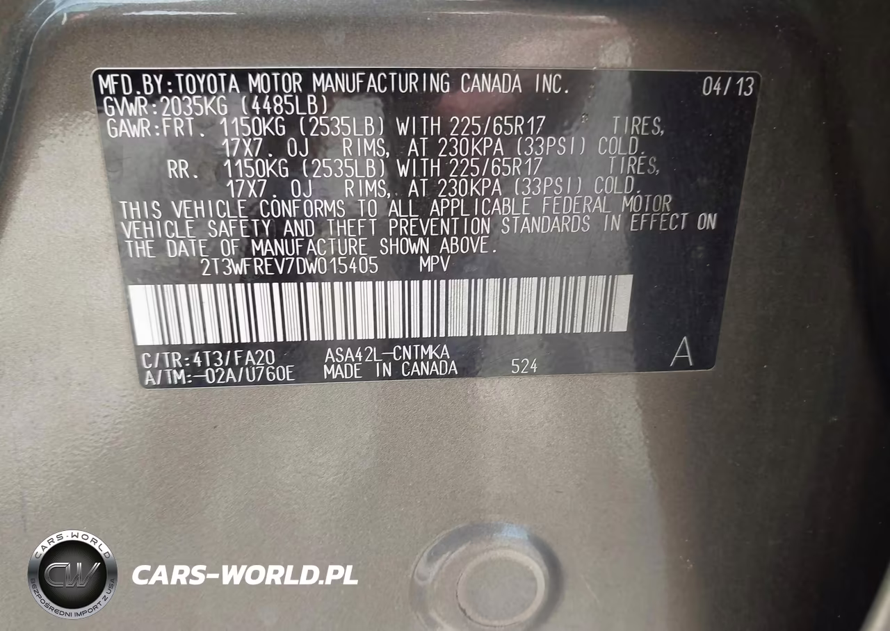 2013 Toyota Rav4 Xle VIN:2T3WFREV7DW015405 - 9
