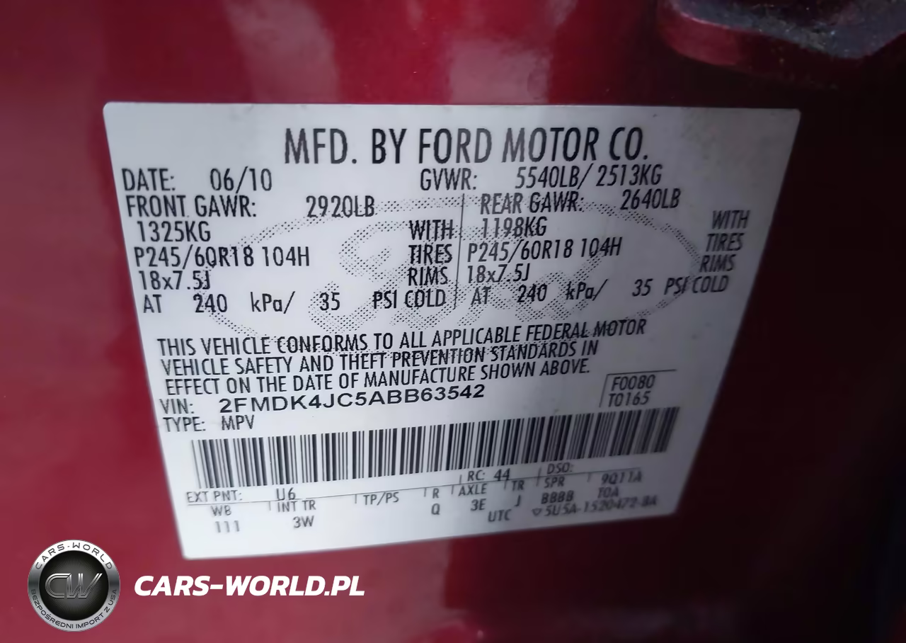 2010 Ford Edge Sel VIN:2FMDK4JC5ABB63542 - 9