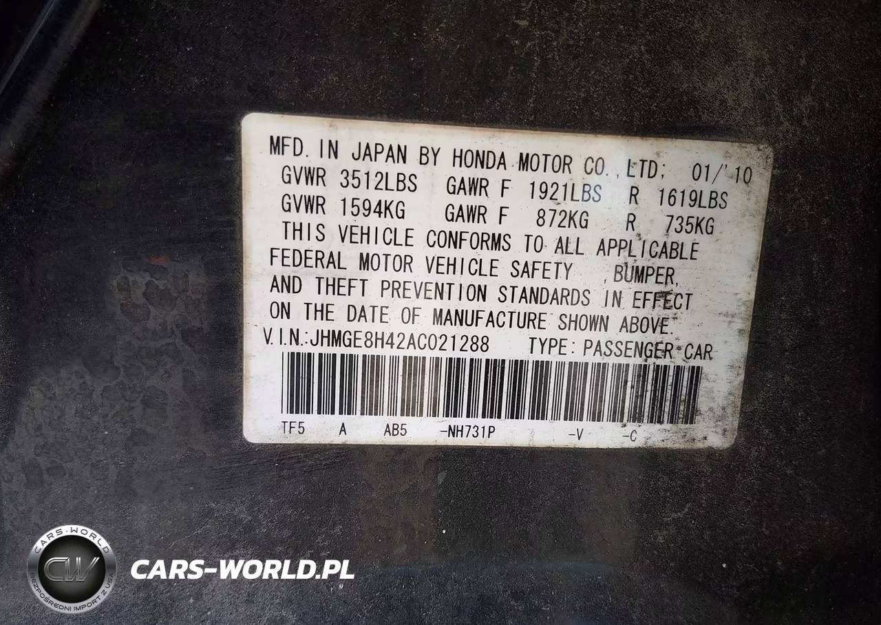 2010 Honda Fit Sport VIN:JHMGE8H42AC021288 - 9