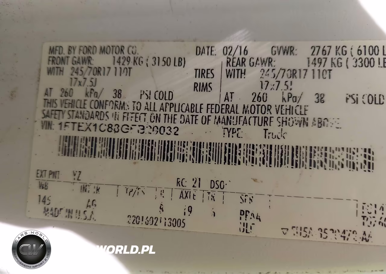 2016 Ford F-150 Xl VIN:1FTEX1C88GFB20032 - 9
