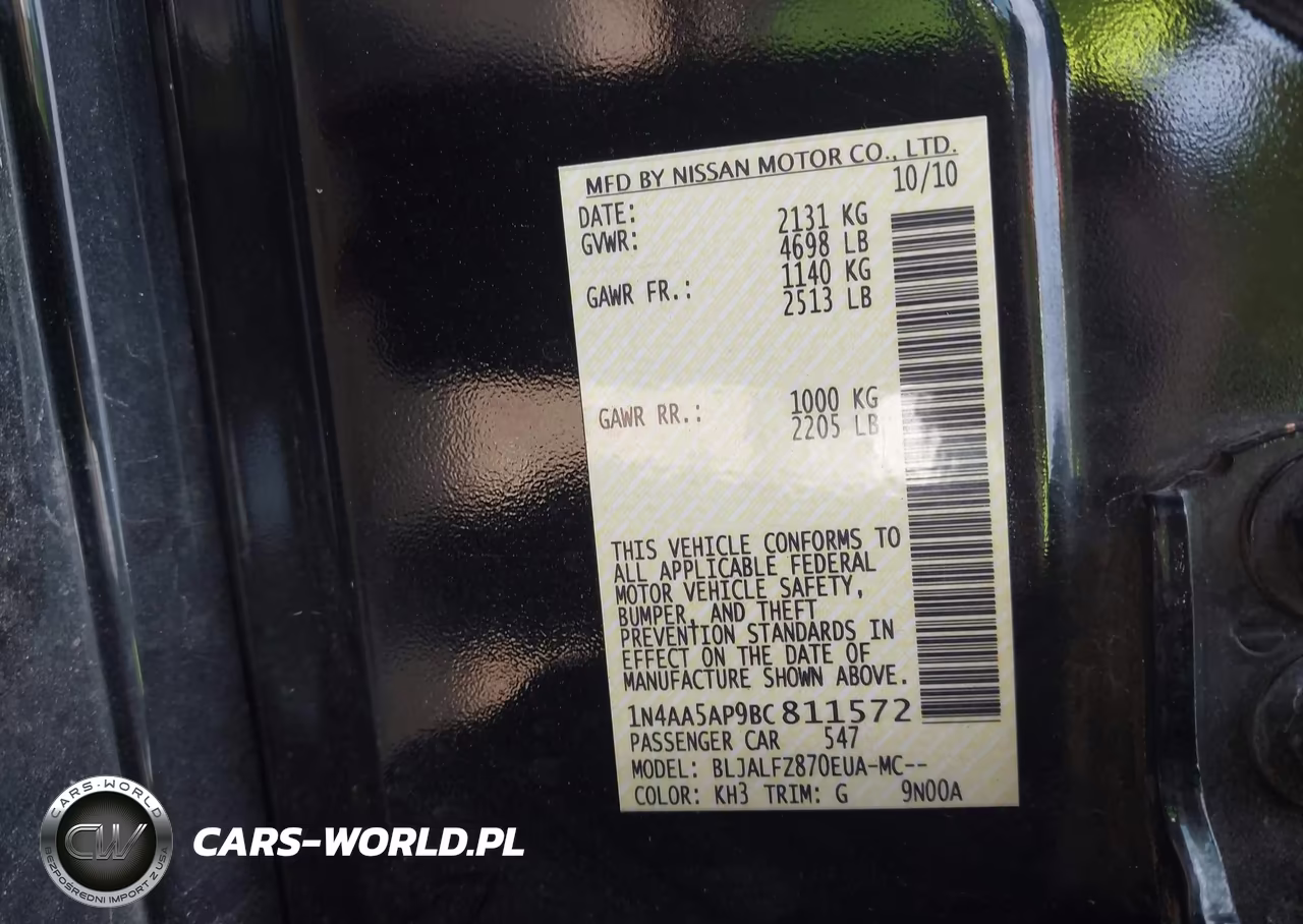 2011 Nissan Maxima 3.5 Sv VIN:1N4AA5AP9BC811572 - 9