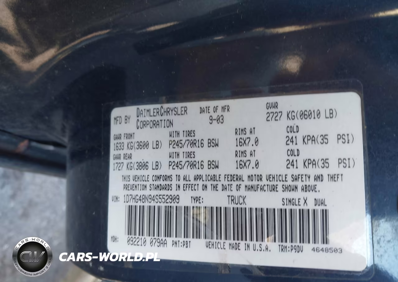 2004 Dodge Dakota Slt VIN:1D7HG48N94S552909 - 9