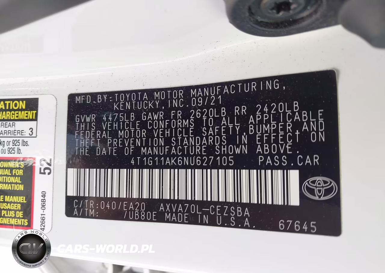 2022 Toyota Camry Se VIN:4T1G11AK6NU627105 - 9