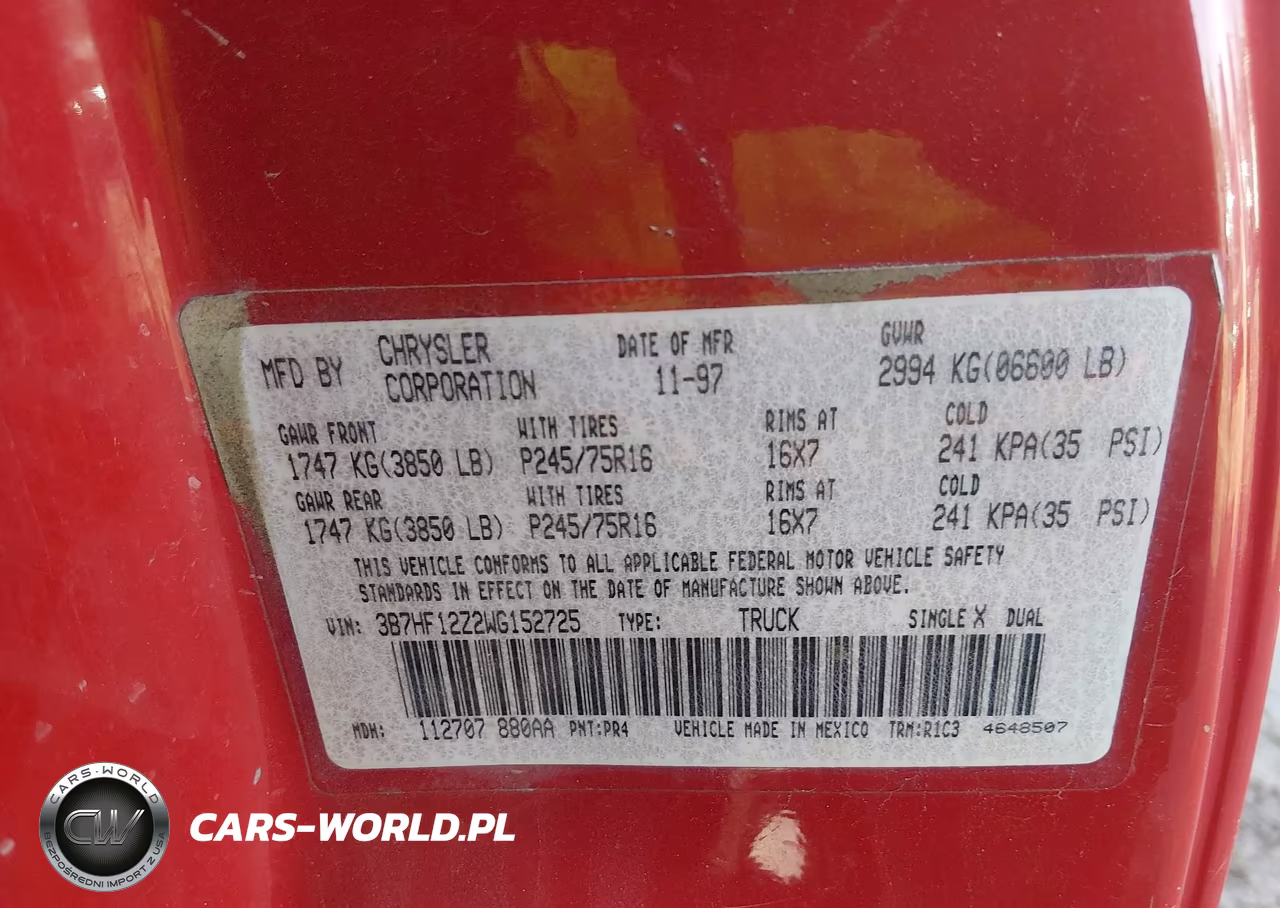 1998 Dodge Ram 1500 St VIN:3B7HF12Z2WG152725 - 9