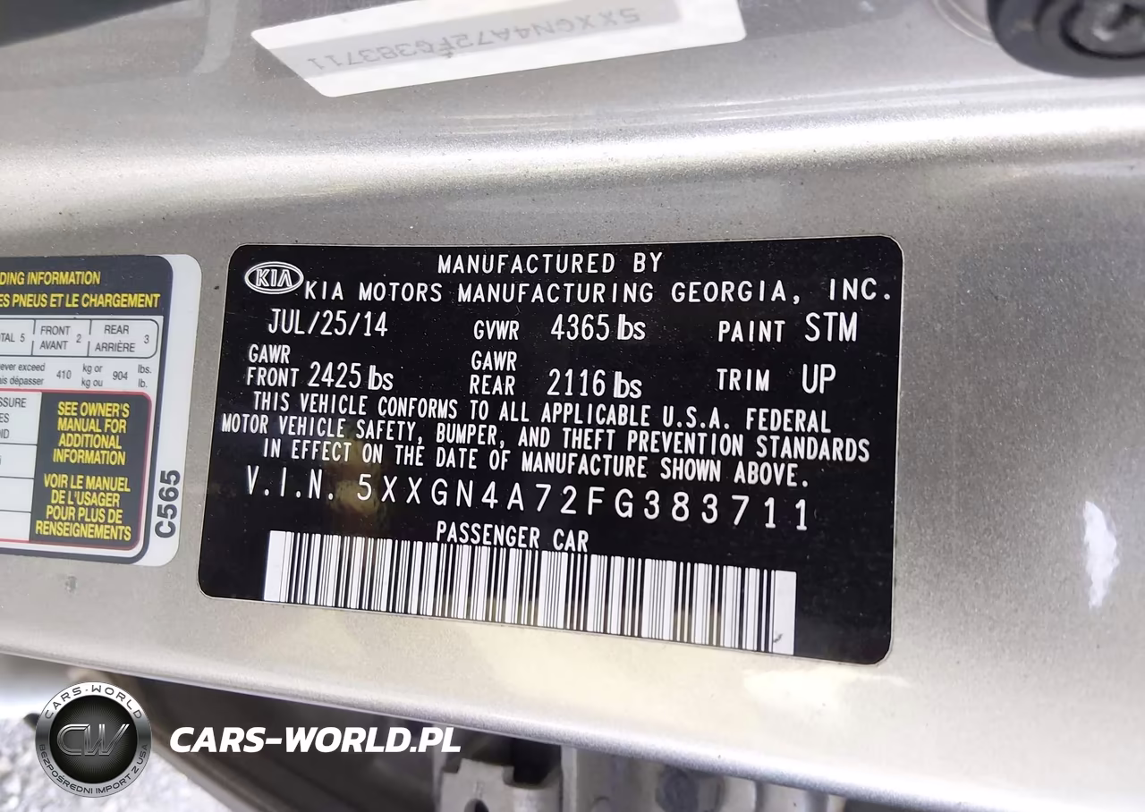 2015 Kia Optima Ex VIN:5XXGN4A72FG383711 - 9