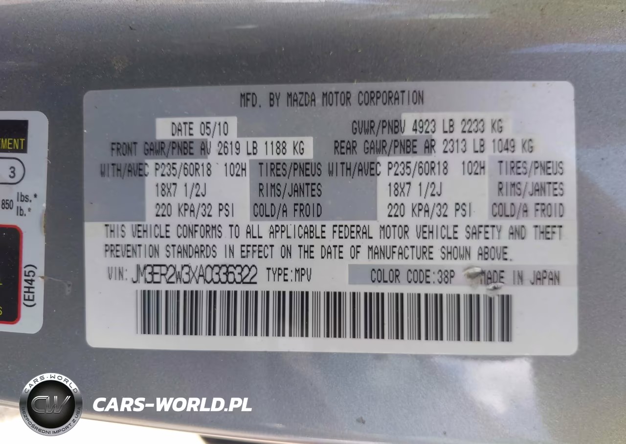 2010 Mazda Cx-7 S Touring VIN:JM3ER2W3XA0336322 - 9