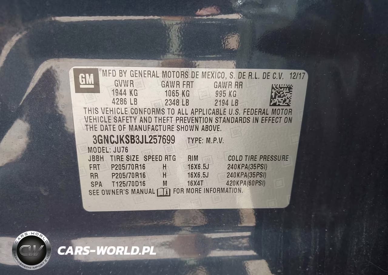 2018 Chevrolet Trax Ls VIN:3GNCJKSB3JL257699 - 9