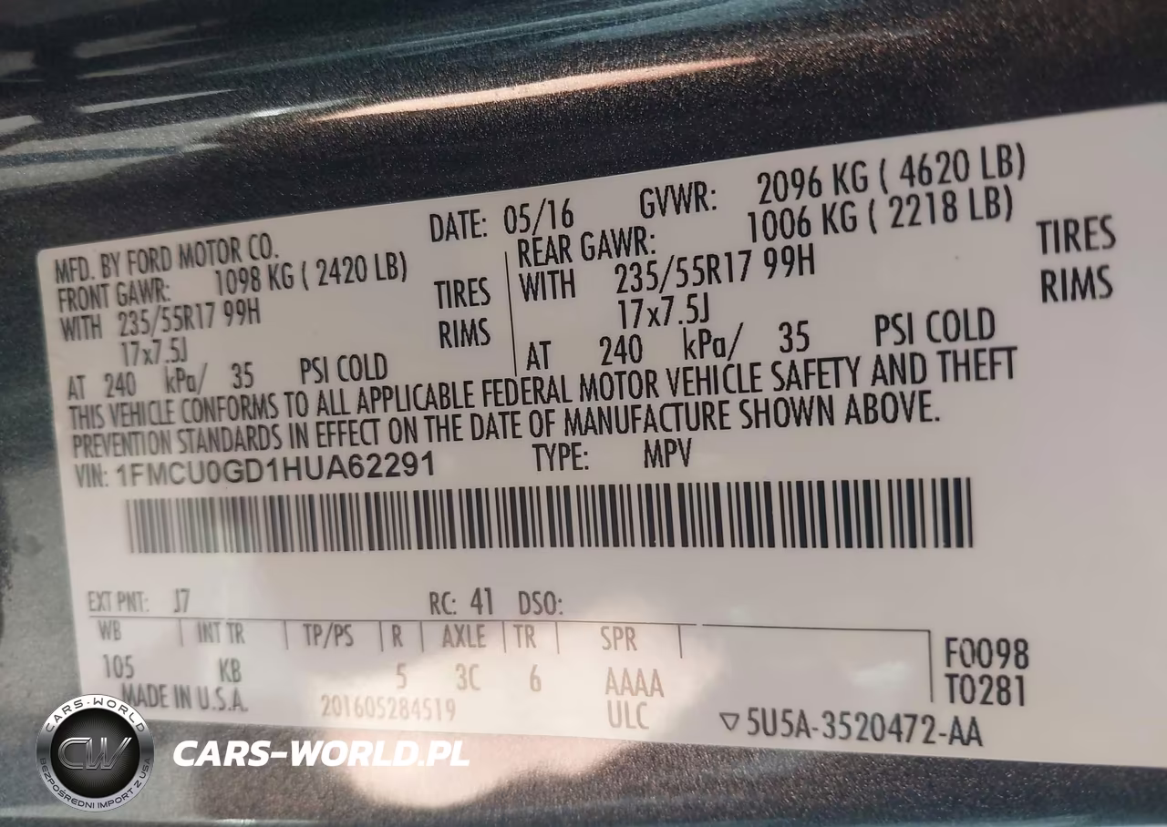2017 Ford Escape Se VIN:1FMCU0GD1HUA62291 - 9