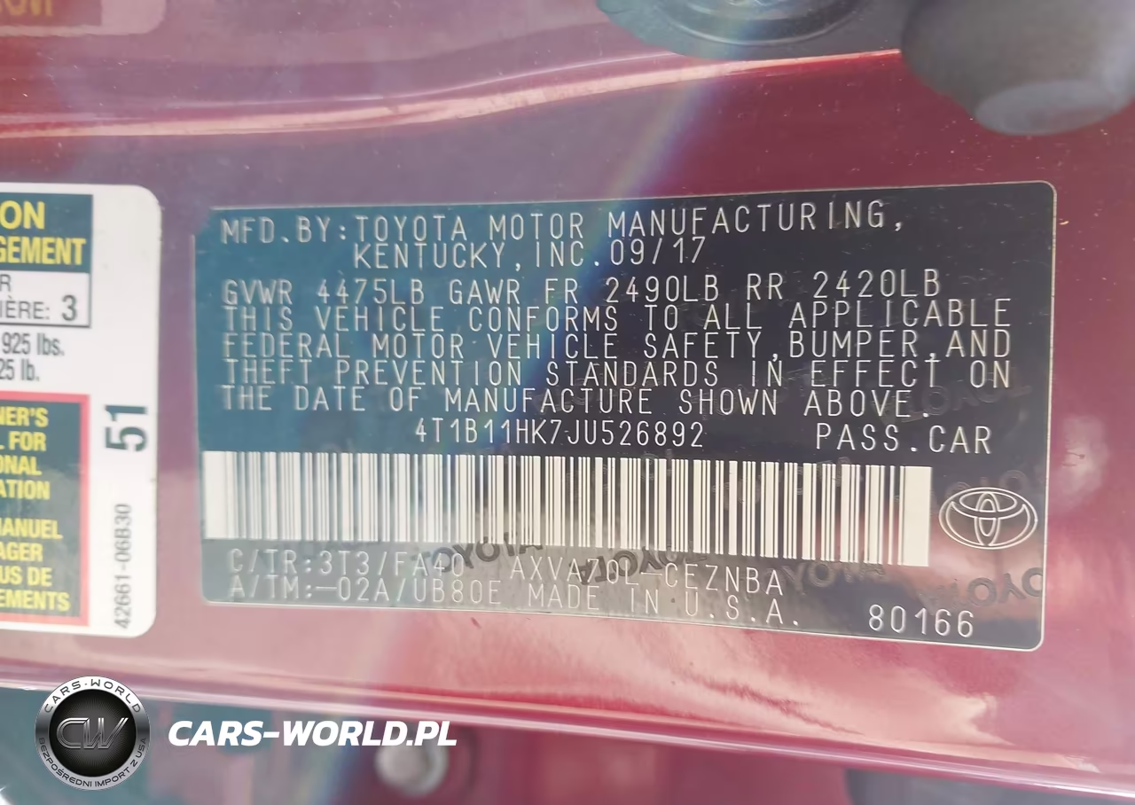 2018 Toyota Camry Le VIN:4T1B11HK7JU526892 - 9