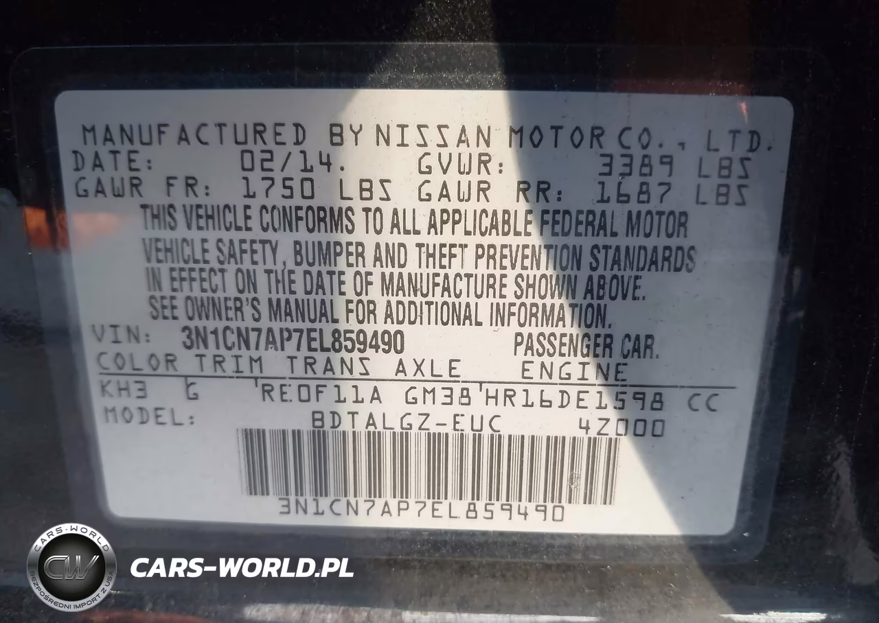 2014 Nissan Versa 1.6 Sl VIN:3N1CN7AP7EL859490 - 9