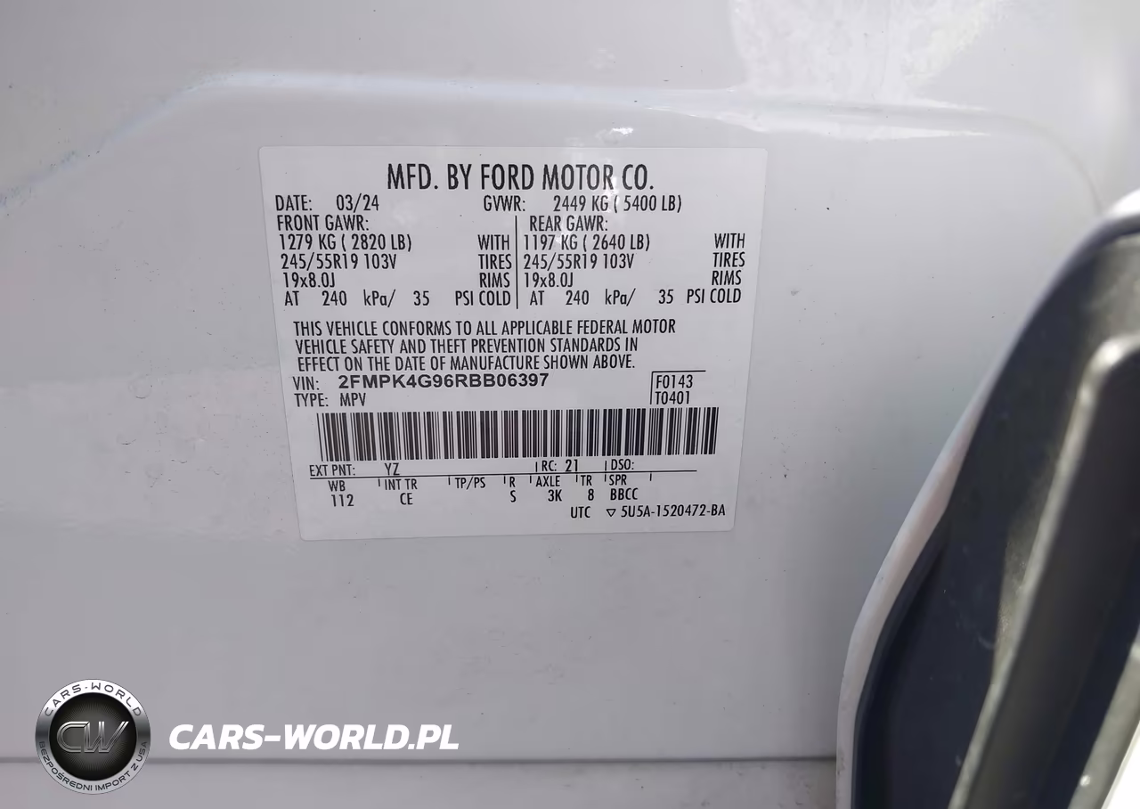 2024 Ford Edge Se VIN:2FMPK4G96RBB06397 - 9