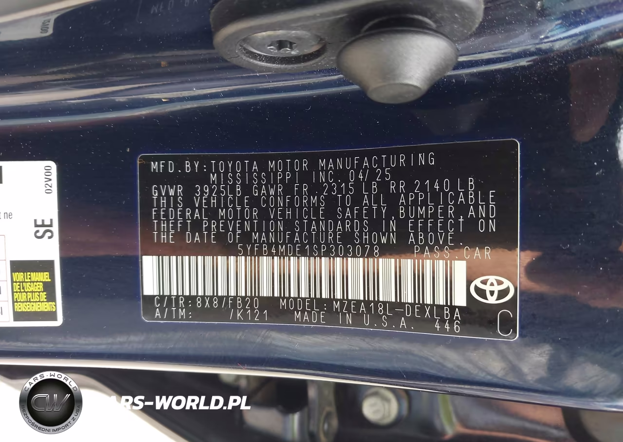2025 Toyota Corolla Le VIN:5YFB4MDE1SP303078 - 9
