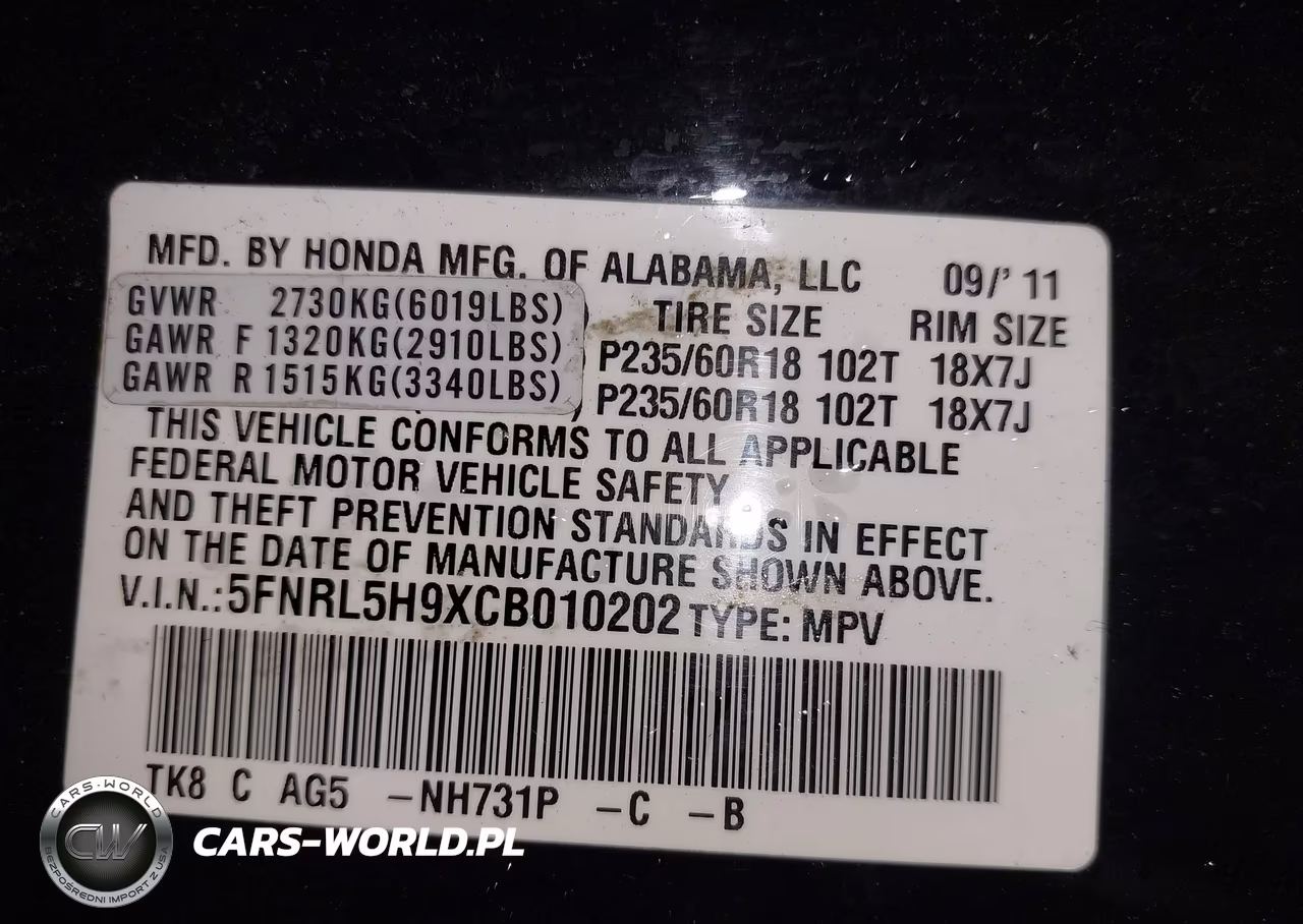 2012 Honda Odyssey Touring-Touring Elite VIN:5FNRL5H9XCB010202 - 9