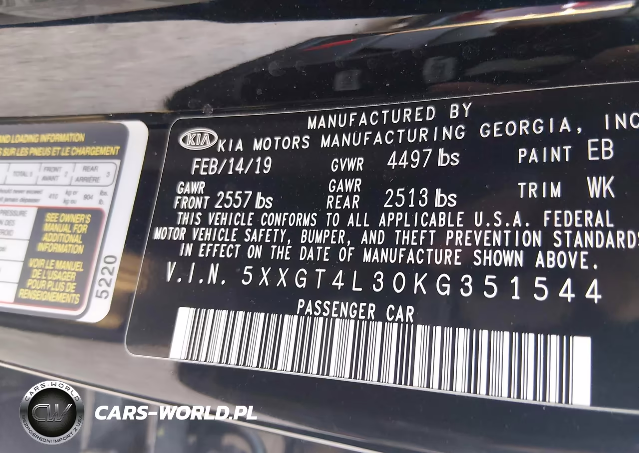 2019 Kia Optima Lx VIN:5XXGT4L30KG351544 - 9