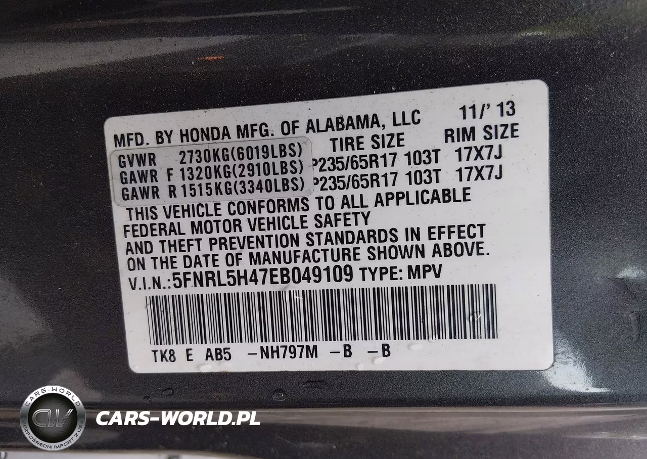 2014 Honda Odyssey Ex VIN:5FNRL5H47EB049109 - 9